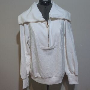 White Zip-Up Women's Sweatshirt